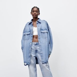 Zara Ripped Denim Overshirt